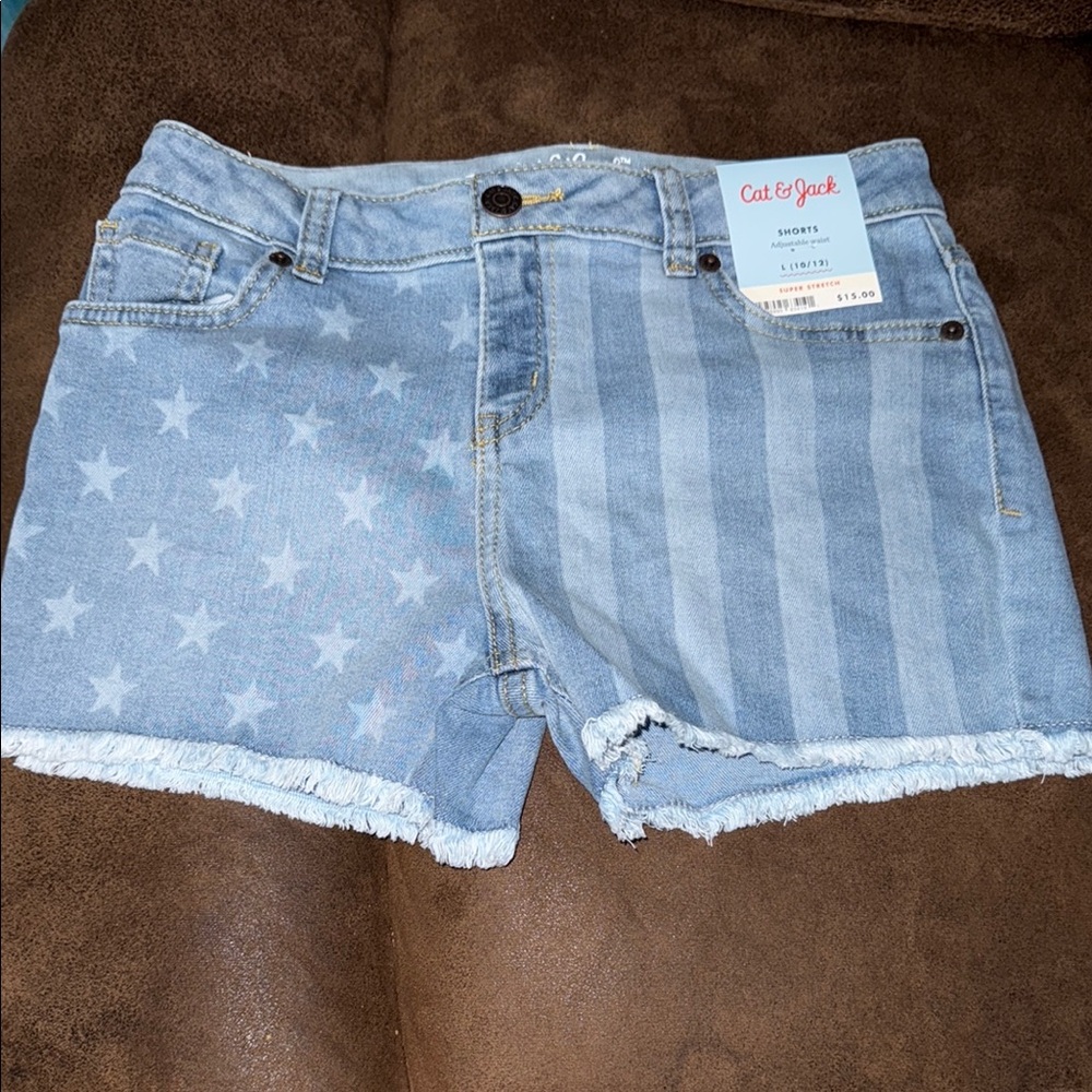 Cat & Jack Blue Jean Shorts with Distressed Frayed Hems